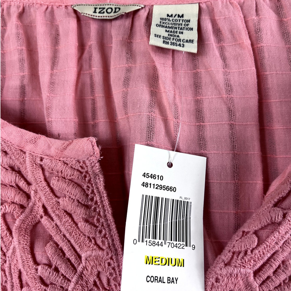 NWT Izod Pink Long Sleeve Coral Bay Blouse M - Picture 4 of 5